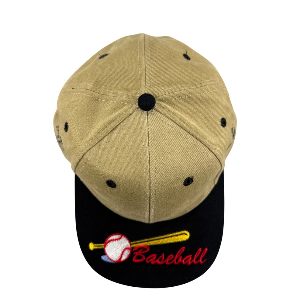 Nissin Baseball Cap Tan Black Two Tone Embroidered Adjustable Strapback Hat - Picture 11 of 12
